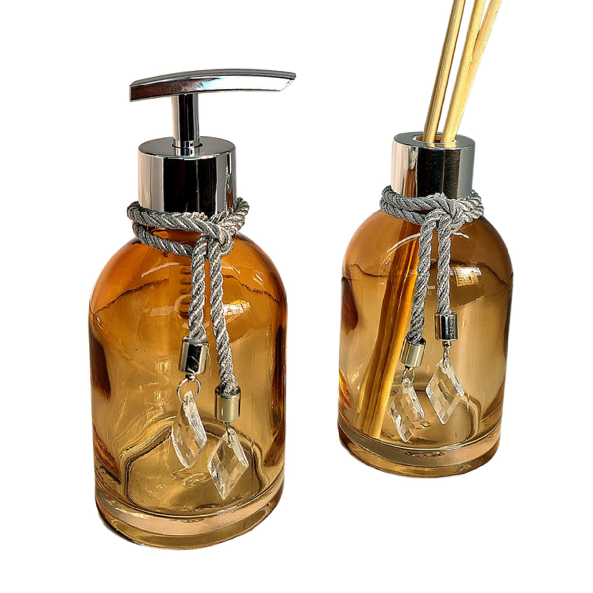 Kit Lavabo Rubelita Ambar Degradê Com Prata 250ML com Bandeja Completo
