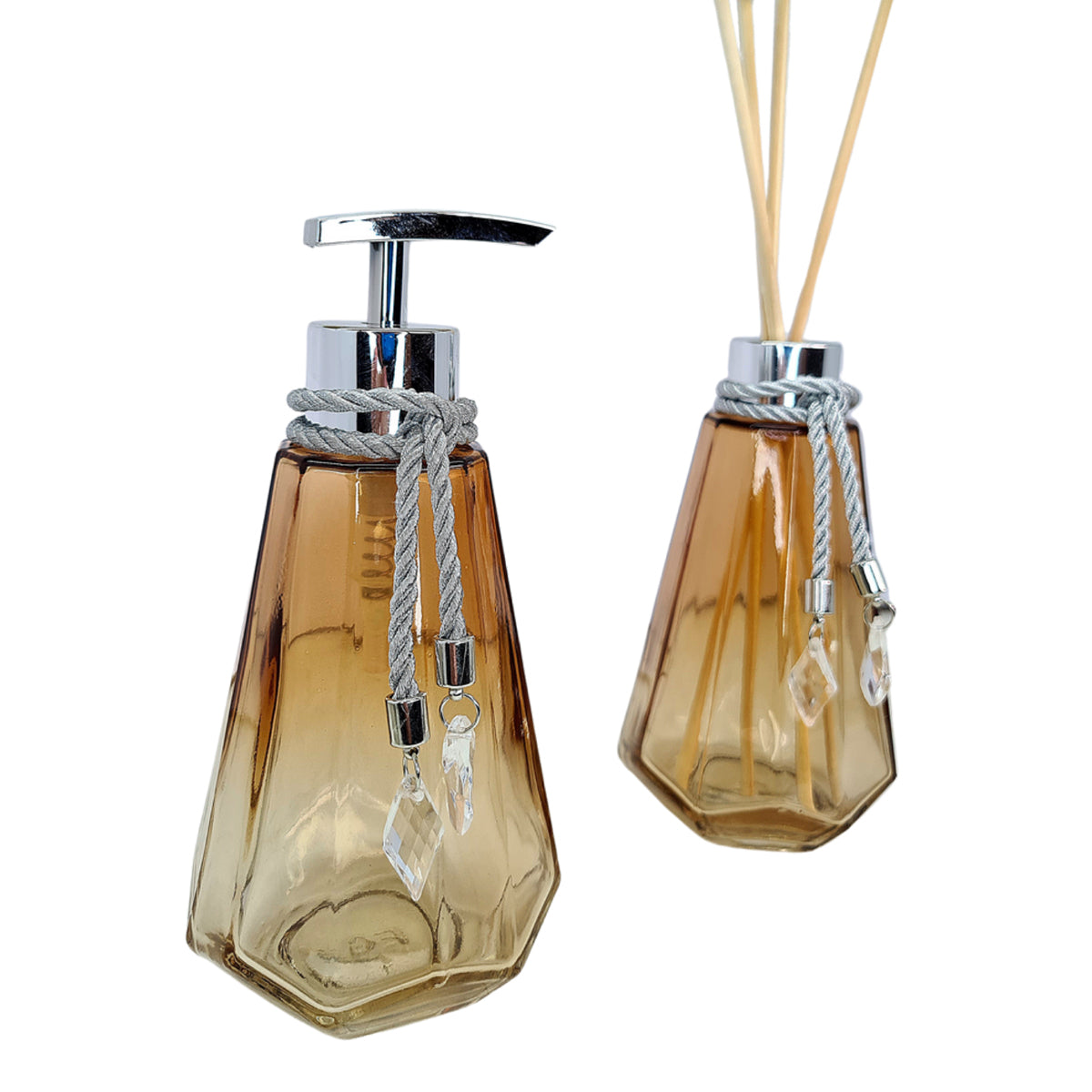 Kit Lavabo Topázio Ambar Degradê Com Prata 250 ML com Bandeja Completo