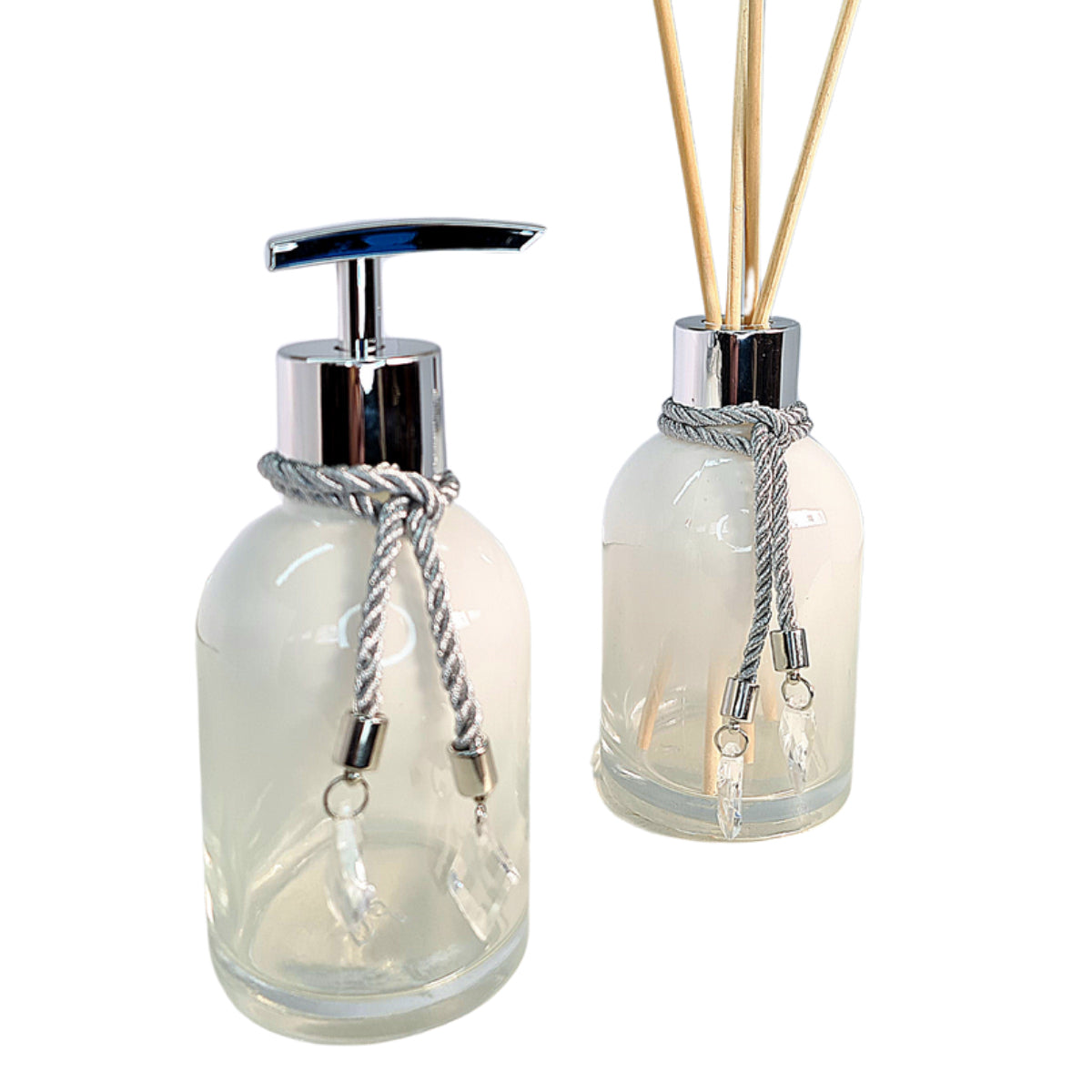 Kit Lavabo Rubelita Branco Degradê Com Prata 250ML com Bandeja Completo