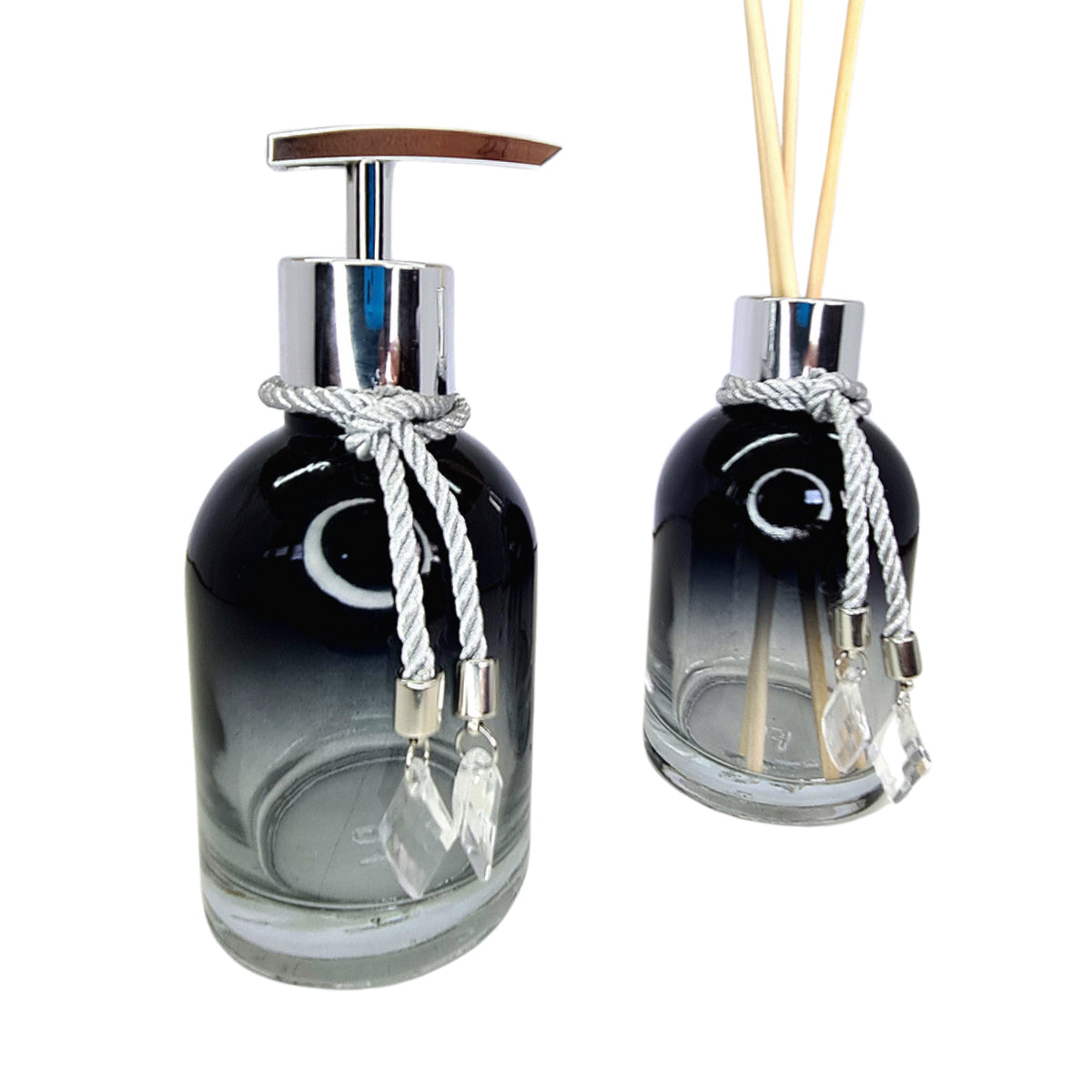 Kit Lavabo Rubelita Preto Degradê Com Prata 250ML com Bandeja Completo